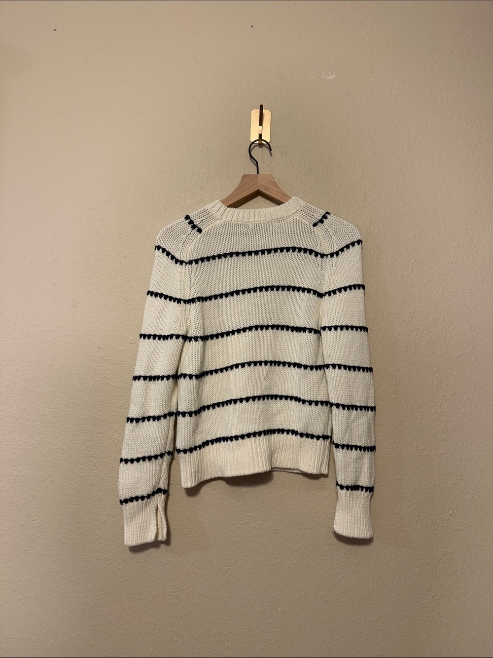 Madewell Textured Cotton Crewneck Sweater in Stripe Size Small - Picture 6 of 7